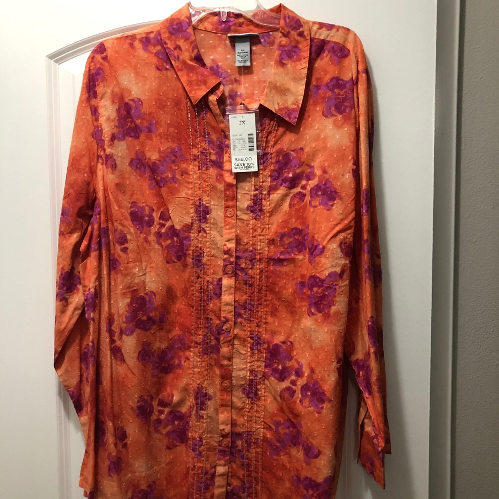 Catherine's L/S Button Front Shirt